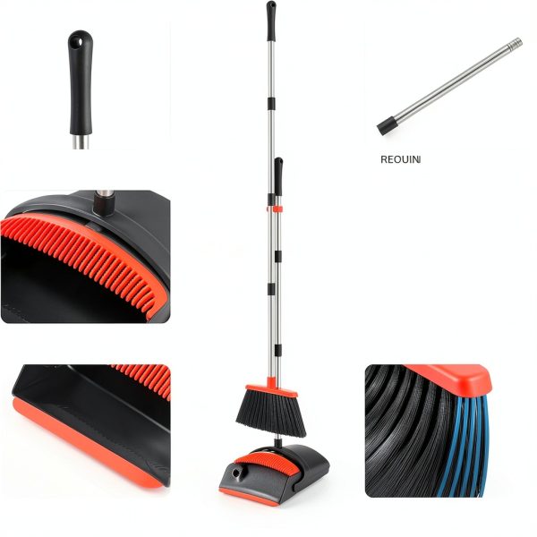 BSKLIN Broom Dustpan Set Adjustable Length Carpet Cleaning-2