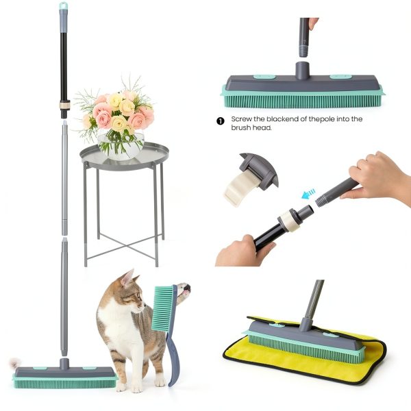 Conliwell Rubber Broom Adjustable Pet Hair Carpet Cleaning-3