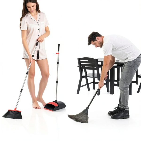 BSKLIN Broom Dustpan Set Adjustable Length Carpet Cleaning-3
