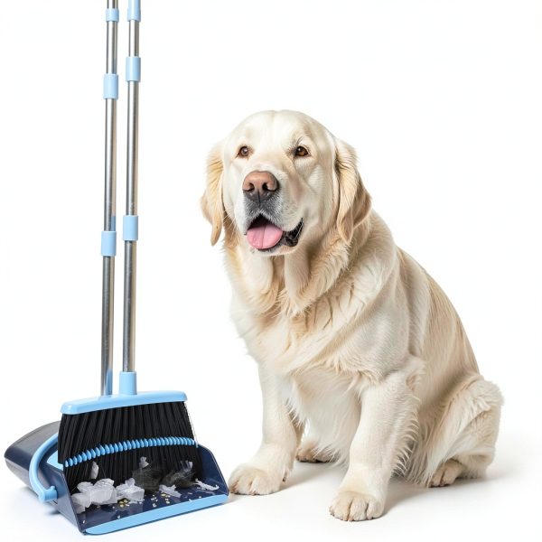 OLLSDIRE Broom and Dustpan Combo Blue Space Saving Design-3