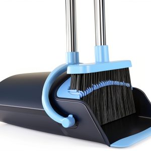 OLLSDIRE Broom and Dustpan Combo Blue Space Saving Design-0