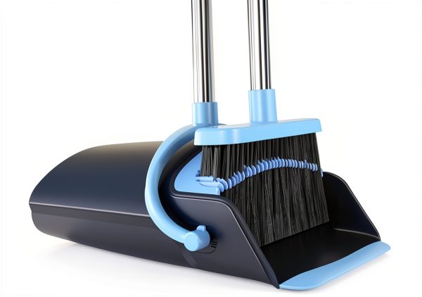 OLLSDIRE Broom and Dustpan Combo Blue Space Saving Design-0