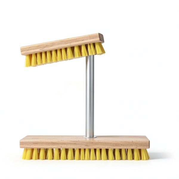 LOLA Deck Scrub Brush Yellow Silver Threaded Handle Poly-1