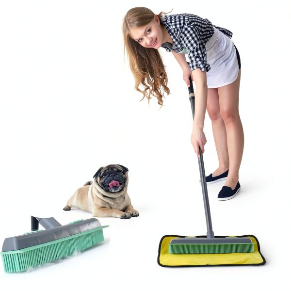 Conliwell Rubber Broom Adjustable Pet Hair Carpet Cleaning-4