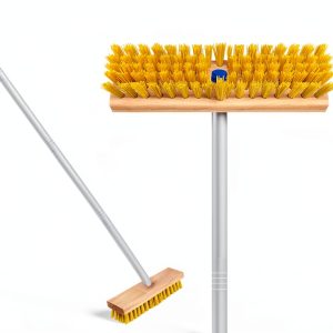 LOLA Deck Scrub Brush Yellow Silver Threaded Handle Poly-0