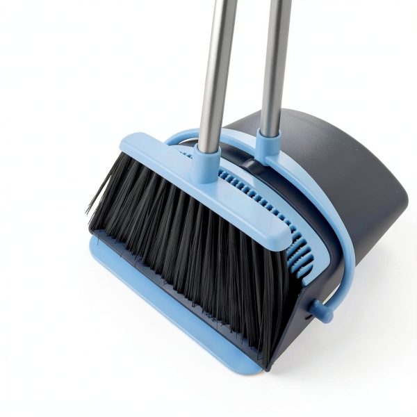 OLLSDIRE Broom and Dustpan Combo Blue Space Saving Design-5