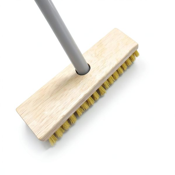 LOLA Deck Scrub Brush Yellow Silver Threaded Handle Poly-3