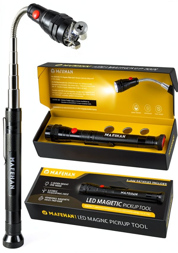 Telescoping Magnetic Pickup Tool with Extendable Flashlight, Unique Mens Gifts for Dad, Husband, Grandpa & Boyfriend – Christmas Gifts, Stocking Stuffers, White Elephant Gifts-0