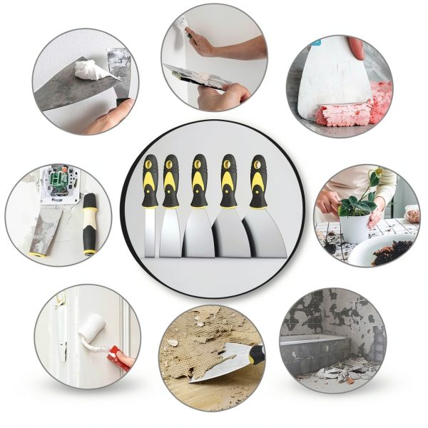 Putty Knife Set 5pcs Rerdeim Stainless Steel Scraper Tools 1 to 5 Inch-5