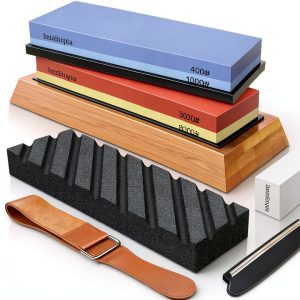Knife Sharpening Stone Intelitopia 400/1000 3000/8000 Whetstone Set-0