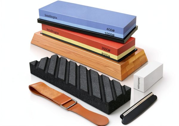Knife Sharpening Stone Intelitopia 400/1000 3000/8000 Whetstone Set-0