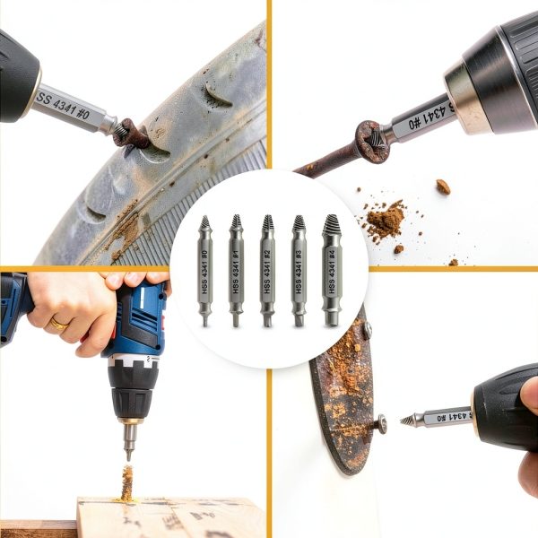 Damaged Screw Extractor Set THOSAF 6‑Piece Titanium‑Coated Extractor-5
