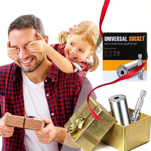 Gifts for Men, Stocking Stuffers for Adults Men, Super Universal Socket Tool, Birthday Christmas Dad Gifts for Dad Him Husband, Grip Socket Set w/Power Drill Adapter, Cool Tools Gadgets for Mens Gifts-4