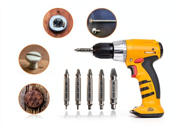 Damaged Screw Extractor Set THOSAF 6‑Piece Titanium‑Coated Extractor-4